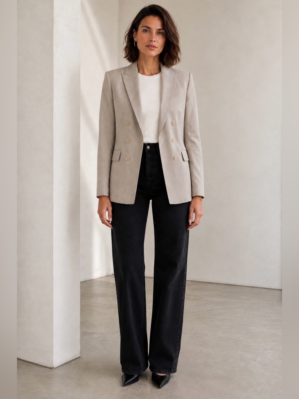 Akris Punto Double Breasted Tailored Blazer Beige Size 4 - Picture 2 of 15